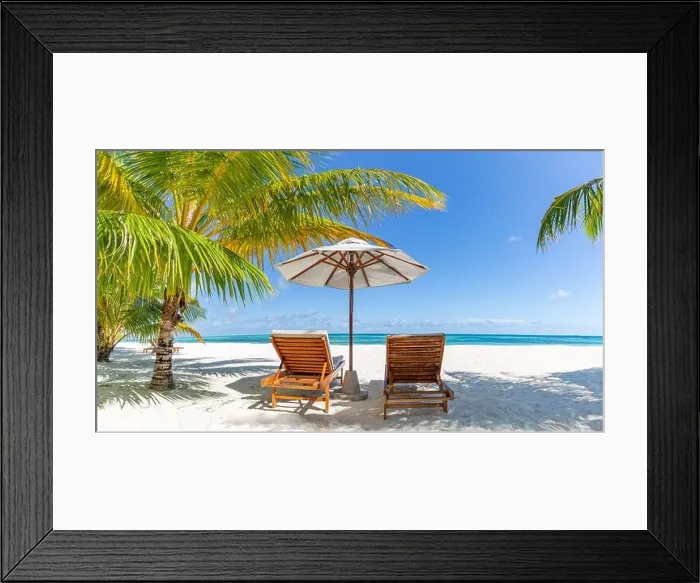 Framed Print : Perfect beach scene. Idyllic tropical beach landscape for background or wallpaper. Design of tourism for summer vacation holiday concept. Luxury beach Framed Print : Perfect beach scene. Idyllic tropical beach landscape for background or wallpaper. Design of tourism for summer vacation holiday concept. Luxury beach