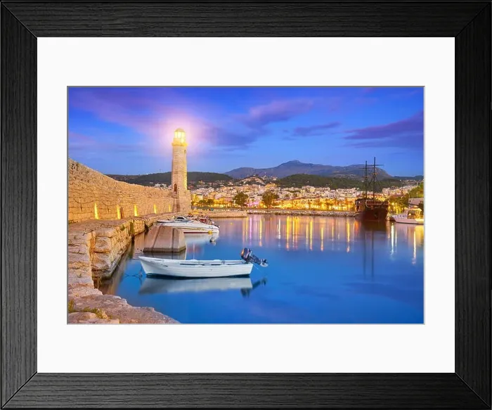 Framed Print : Crete Island - Lighthouse at Old Venetian Port, Rethymno, Greece Framed Print : Crete Island - Lighthouse at Old Venetian Port, Rethymno, Greece