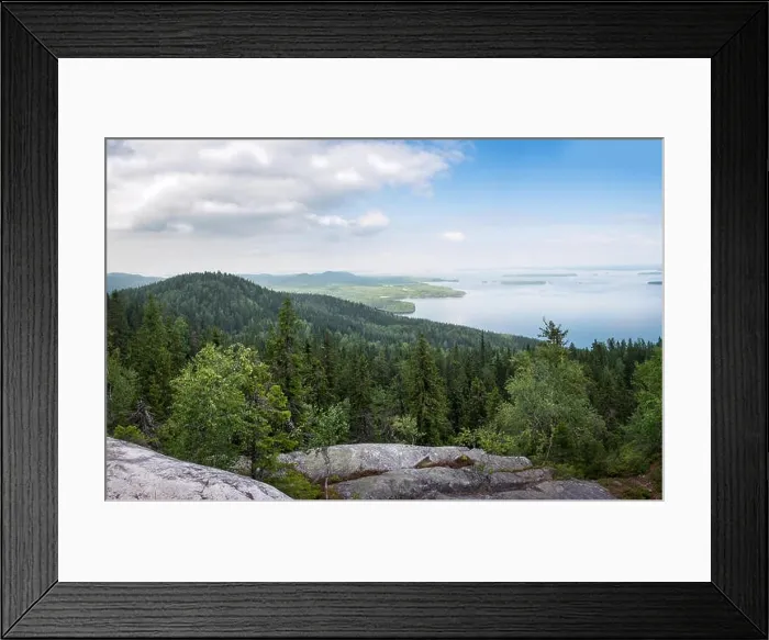 Framed Print : Scenic landscape with lake and sunset at evening in Koli, national park, Finland Framed Print : Scenic landscape with lake and sunset at evening in Koli, national park, Finland