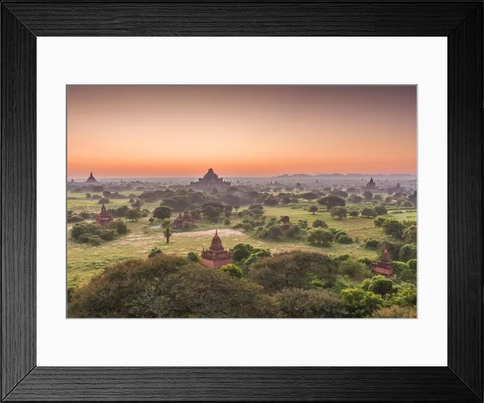 Framed Print : Bagan, Myanmar ancient temple ruins landscape in the archaeological zone at dusk Framed Print : Bagan, Myanmar ancient temple ruins landscape in the archaeological zone at dusk