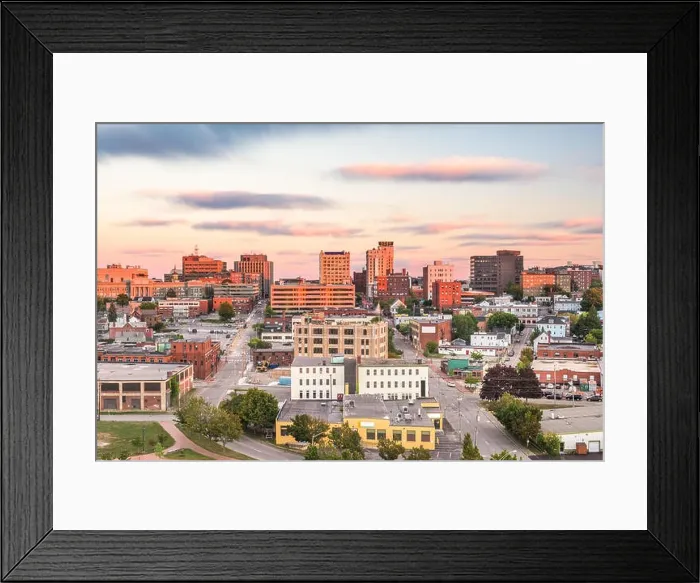 Framed Print : Portland, Maine, USA downtown city skyline at dusk Framed Print : Portland, Maine, USA downtown city skyline at dusk