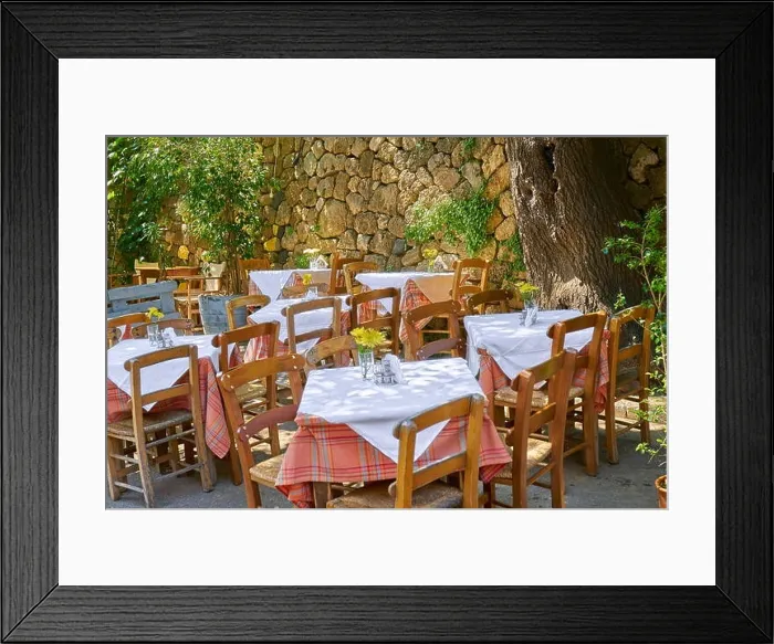 Framed Print : Restaurant at Chania Old Town, Crete Island, Greece Framed Print : Restaurant at Chania Old Town, Crete Island, Greece