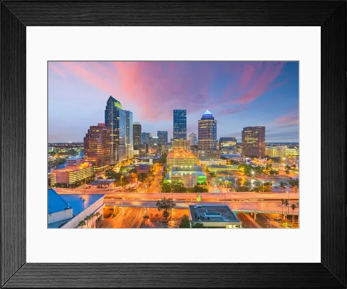 Framed Print : Tampa, Florida, USA aerial downtown skyline at dusk Framed Print : Tampa, Florida, USA aerial downtown skyline at dusk