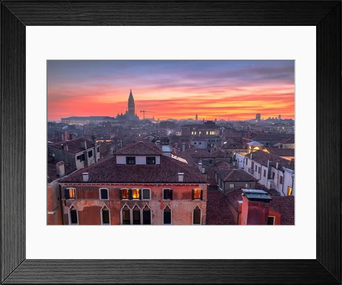 Framed Print : Venice, Italy rooftop skyline and historic landmarks at dusk Framed Print : Venice, Italy rooftop skyline and historic landmarks at dusk