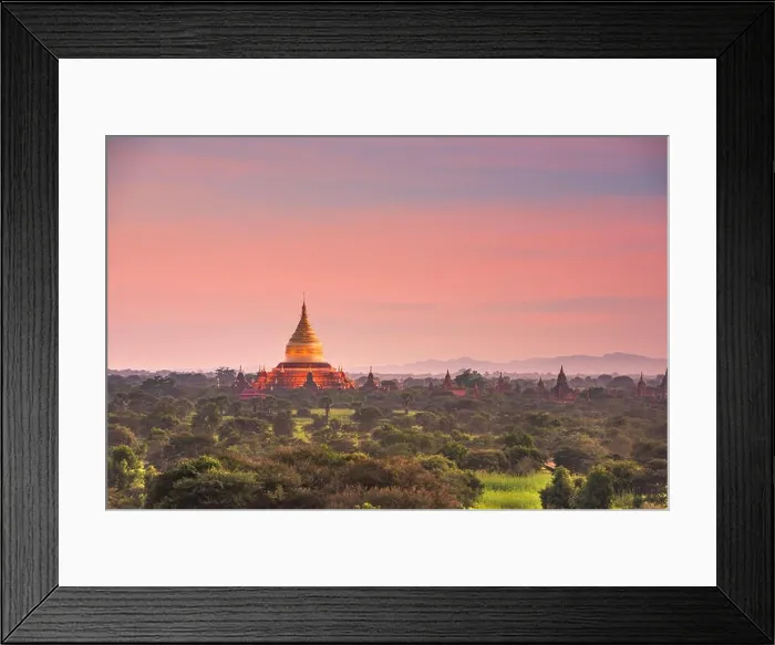 Framed Print : Bagan, Myanmar ancient temple ruins landscape with Ananda Temple in the archaeological zone at dusk Framed Print : Bagan, Myanmar ancient temple ruins landscape with Ananda Temple in the archaeological zone at dusk