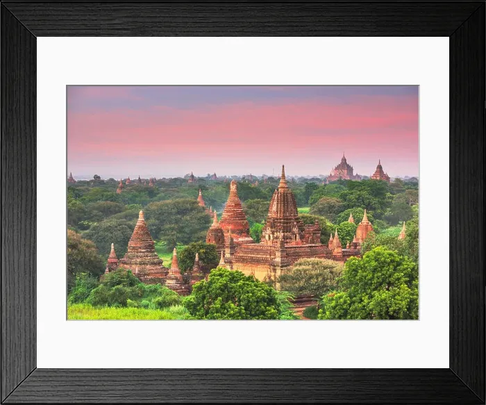 Framed Print : Bagan, Myanmar ancient temple ruins landscape in the archaeological zone at dusk Framed Print : Bagan, Myanmar ancient temple ruins landscape in the archaeological zone at dusk