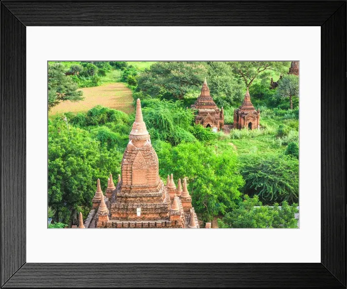 Framed Print : Bagan, Myanmar ancient temple ruins landscape in the archaeological zone at dusk