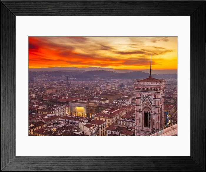 Framed Print : Giottos Bell Tower in Florence, Italy from above at dusk Framed Print : Giottos Bell Tower in Florence, Italy from above at dusk