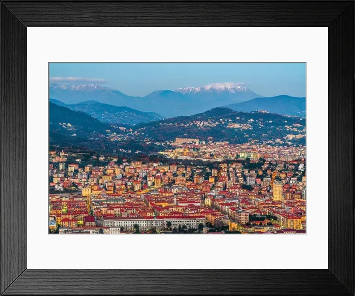 Framed Print : La Spezia, Italy skyline in the mountains at dusk Framed Print : La Spezia, Italy skyline in the mountains at dusk