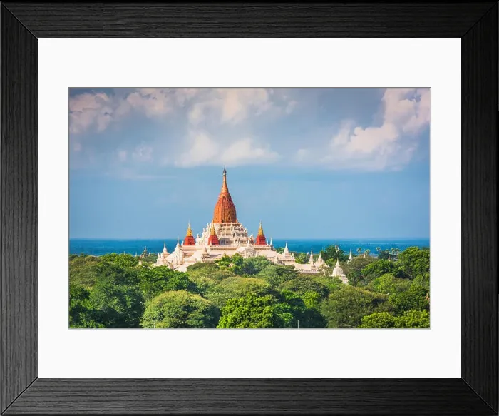 Framed Print : Bagan, Myanmar ancient temple ruins landscape with Ananda in the teplearchaeological zone at dusk Framed Print : Bagan, Myanmar ancient temple ruins landscape with Ananda in the teplearchaeological zone at dusk