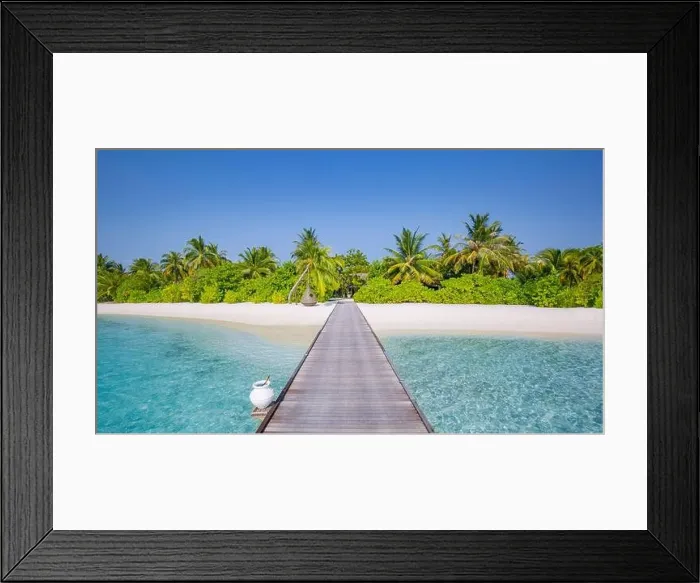Framed Print : Summer vacation on a tropical island with beautiful beach and palm trees. Luxury vacation summer holiday banner Framed Print : Summer vacation on a tropical island with beautiful beach and palm trees. Luxury vacation summer holiday banner