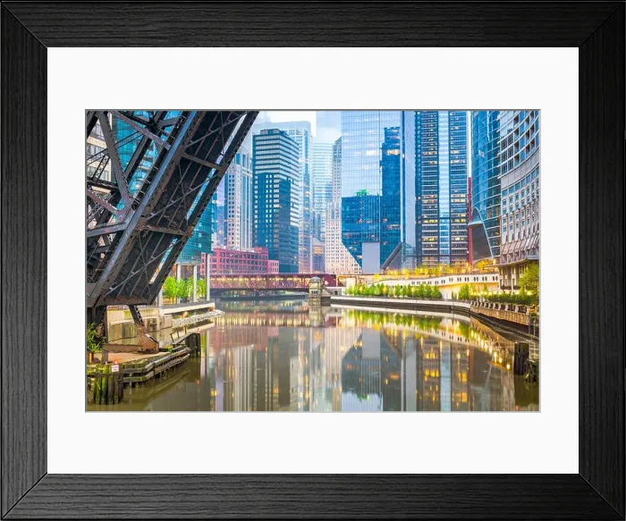 Framed Print : Chicago, Illinois, USA cityscape on the river at twilight Framed Print : Chicago, Illinois, USA cityscape on the river at twilight
