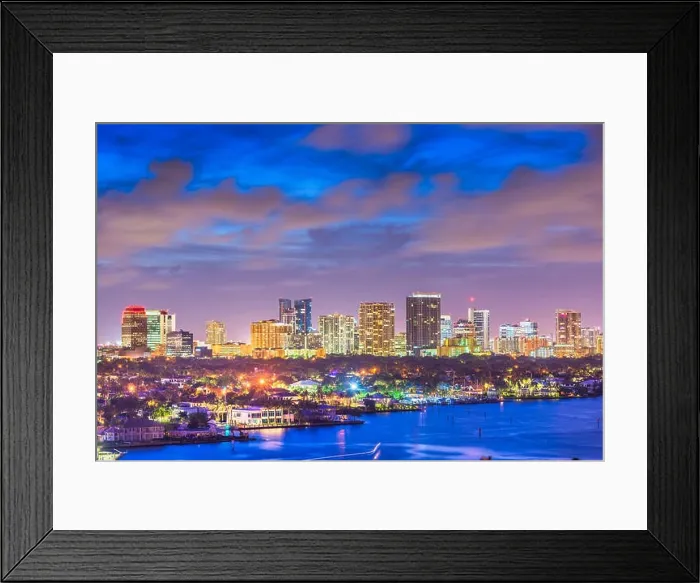 Framed Print : Fort Lauderdale, Florida, USA skyline and river at dusk Framed Print : Fort Lauderdale, Florida, USA skyline and river at dusk