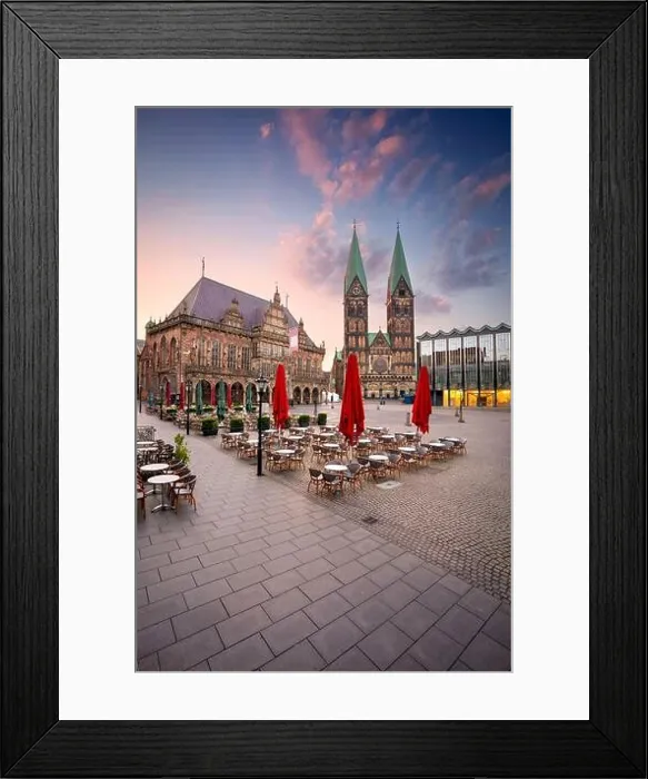 Framed Print : Bremen, Germany. Cityscape image of Hanseatic City of Bremen, Germany with historic Market Square and Town Hall at summer sunrise Framed Print : Bremen, Germany. Cityscape image of Hanseatic City of Bremen, Germany with historic Market Square and Town Hall at summer sunrise