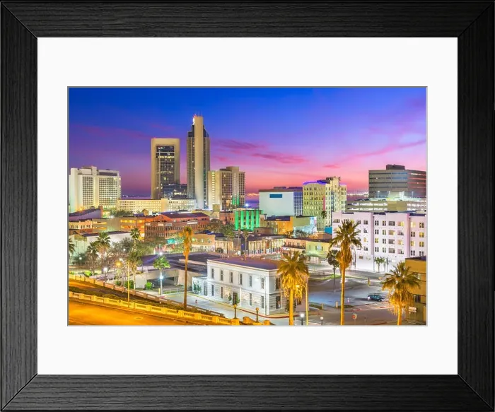 Framed Print : Corpus Christi, Texas, USA Skyline at dusk Framed Print : Corpus Christi, Texas, USA Skyline at dusk
