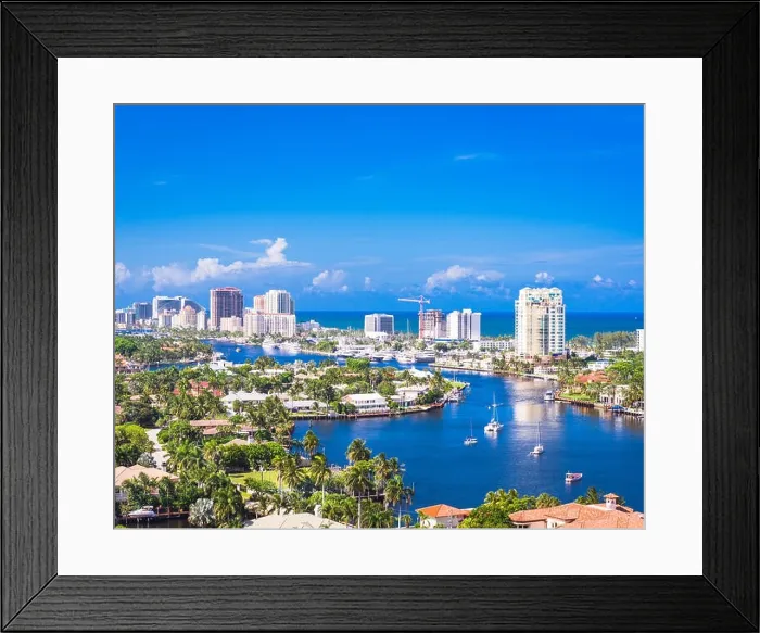 Framed Print : Fort Lauderdale, Florida, USA skyline over Barrier Island Framed Print : Fort Lauderdale, Florida, USA skyline over Barrier Island