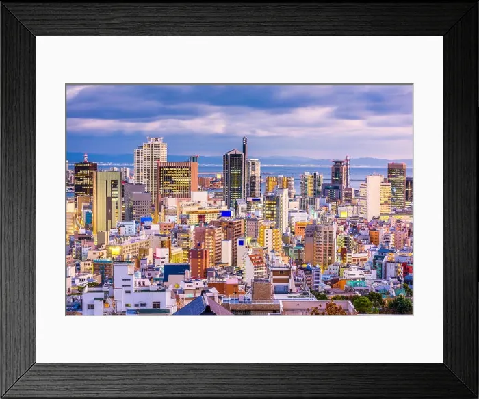 Framed Print : Kobe, Japan cityscape at twilight Framed Print : Kobe, Japan cityscape at twilight