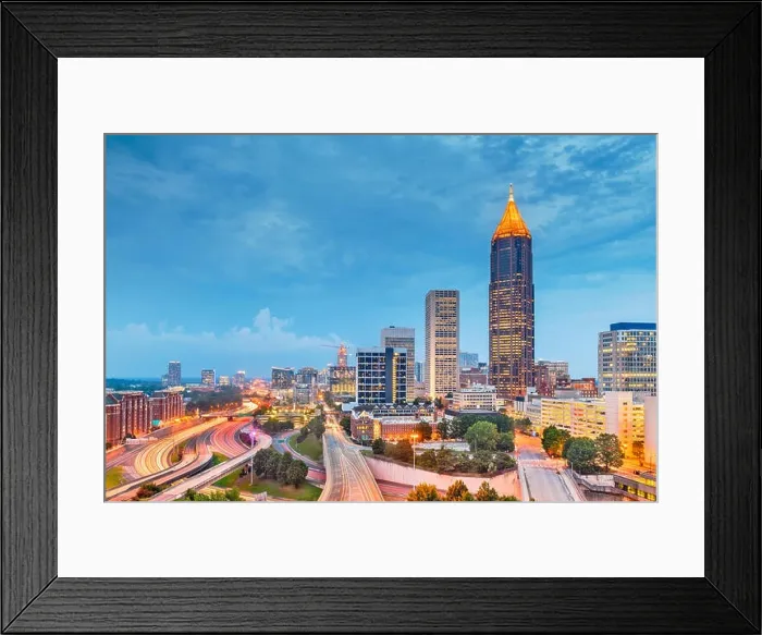 Framed Print : Atlanta, Georgia, USA downtown and midtown skyline at dusk Framed Print : Atlanta, Georgia, USA downtown and midtown skyline at dusk
