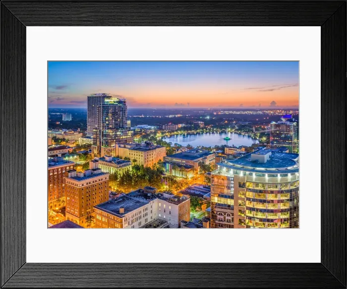 Framed Print : Orlando, Florida, USA aerial skyline towards Lake Eola Framed Print : Orlando, Florida, USA aerial skyline towards Lake Eola