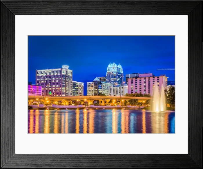 Framed Print : Orlando, Florida, USA skyline on Lake Lucerne Framed Print : Orlando, Florida, USA skyline on Lake Lucerne