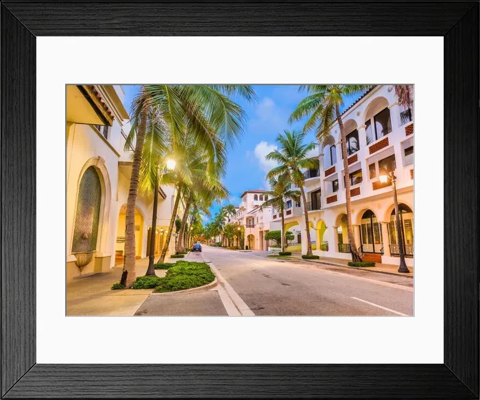 Framed Print : Palm Beach, Florida, USA at Worth Ave at twilightt Framed Print : Palm Beach, Florida, USA at Worth Ave at twilightt