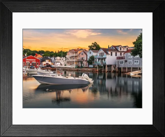 Framed Print : Rockport, Massachusetts, USA downtown and harbor view at dusk Framed Print : Rockport, Massachusetts, USA downtown and harbor view at dusk