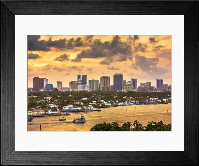 Framed Print : Fort Lauderdale, Florida, USA skyline and river at dusk Framed Print : Fort Lauderdale, Florida, USA skyline and river at dusk