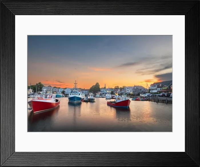 Framed Print : Rockport, Massachusetts, USA downtown and harbor view at dusk Framed Print : Rockport, Massachusetts, USA downtown and harbor view at dusk