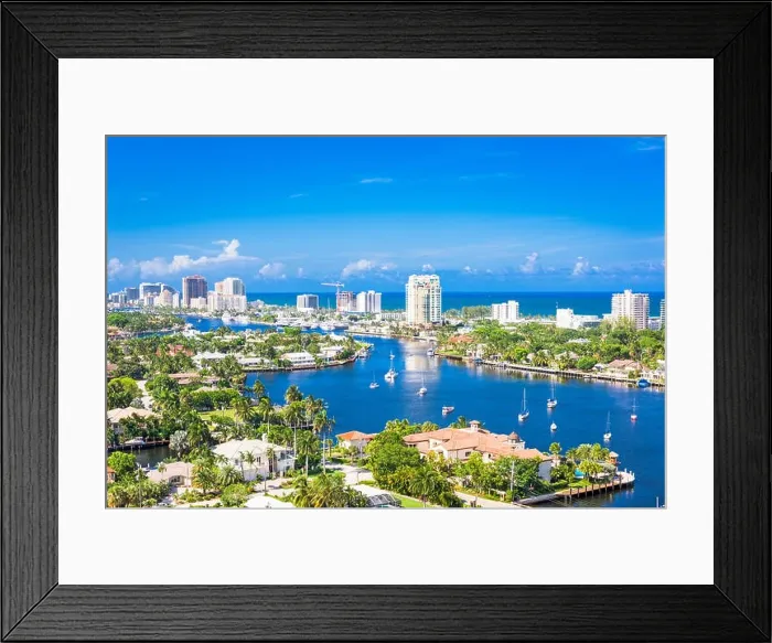 Framed Print : Fort Lauderdale, Florida, USA skyline over Barrier Island Framed Print : Fort Lauderdale, Florida, USA skyline over Barrier Island