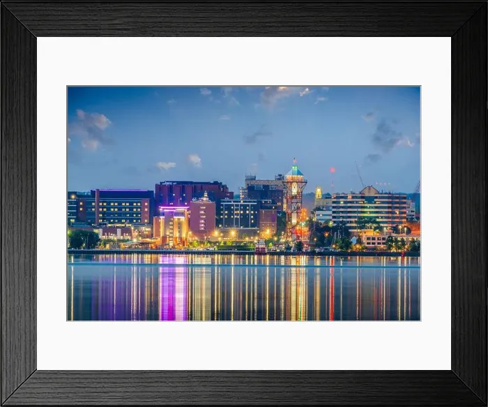 Framed Print : Erie, Pennsylvania, USA on Lake Erie at twilight Framed Print : Erie, Pennsylvania, USA on Lake Erie at twilight