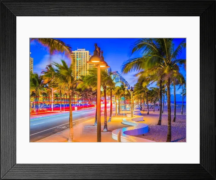 Framed Print : Ft. Lauderdale, Florida, USA on the beach strip Framed Print : Ft. Lauderdale, Florida, USA on the beach strip