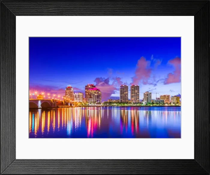 Framed Print : West Palm Beach, Florida, USA downtown cityscape Framed Print : West Palm Beach, Florida, USA downtown cityscape
