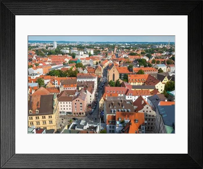 Framed Print : Augsburg, Germany rooftop town view