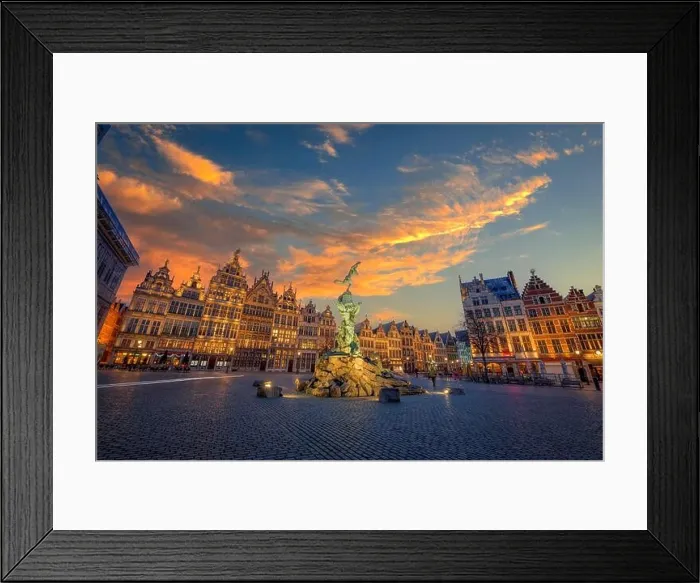 Framed Print : Grote Markt of Antwerp, Belgium at twilight Framed Print : Grote Markt of Antwerp, Belgium at twilight
