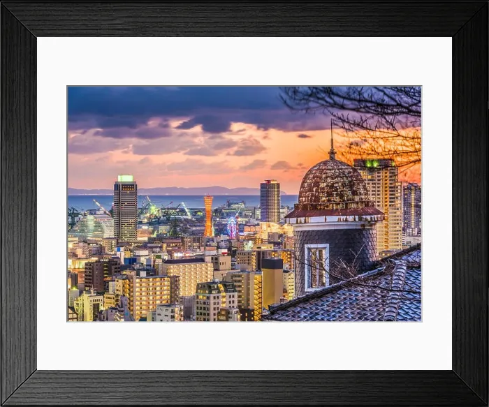 Framed Print : Kobe, Japan historic homes and skyline Framed Print : Kobe, Japan historic homes and skyline