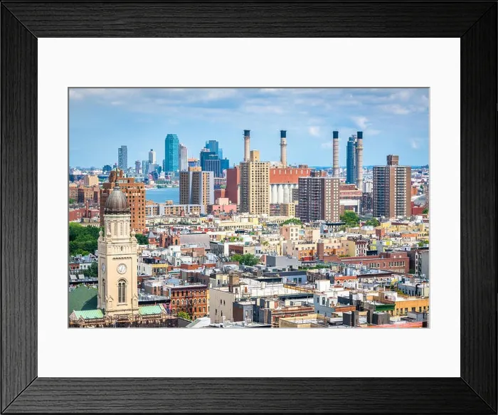 Framed Print : New York, New York, USA cityscape over the Lower East Side towards the East River and Queens Framed Print : New York, New York, USA cityscape over the Lower East Side towards the East River and Queens