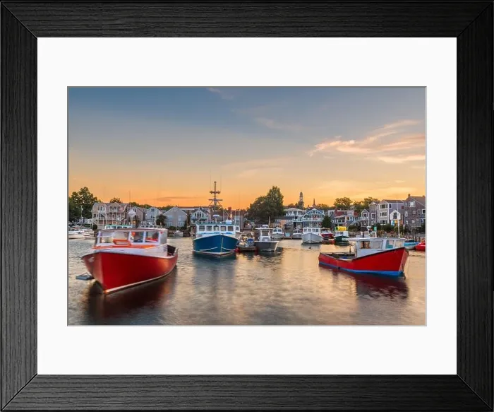 Framed Print : Rockport, Massachusetts, USA downtown and harbor view at dusk Framed Print : Rockport, Massachusetts, USA downtown and harbor view at dusk