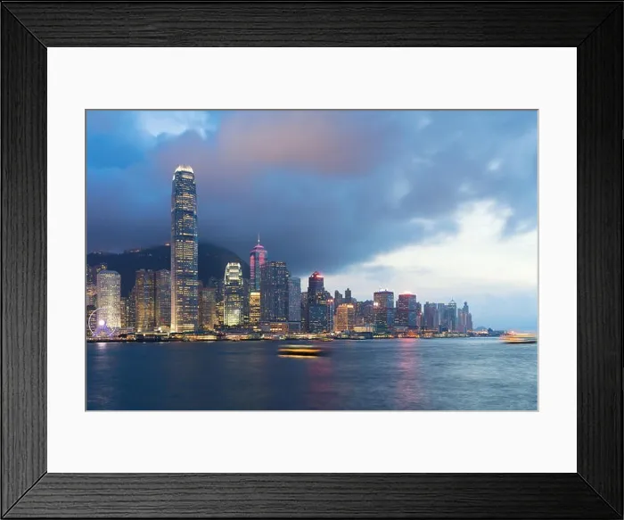 Framed Print : Night view of Victoria Harbour in Hong Kong. Asia Framed Print : Night view of Victoria Harbour in Hong Kong. Asia