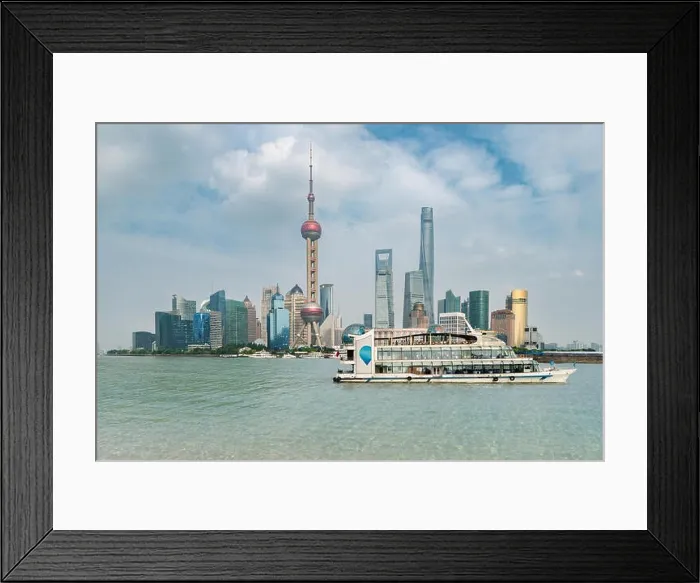 Framed Print : Shanghai lujiazui finance and business district trade zone skyline with cruise ship, Shanghai China Framed Print : Shanghai lujiazui finance and business district trade zone skyline with cruise ship, Shanghai China