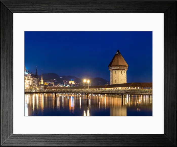 Framed Print : Lucerne. Image of Lucerne, Switzerland during twilight blue hour Framed Print : Lucerne. Image of Lucerne, Switzerland during twilight blue hour