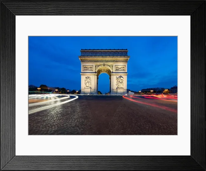 Framed Print : Paris street at night with the Arc de Triomphe in Paris, France Framed Print : Paris street at night with the Arc de Triomphe in Paris, France