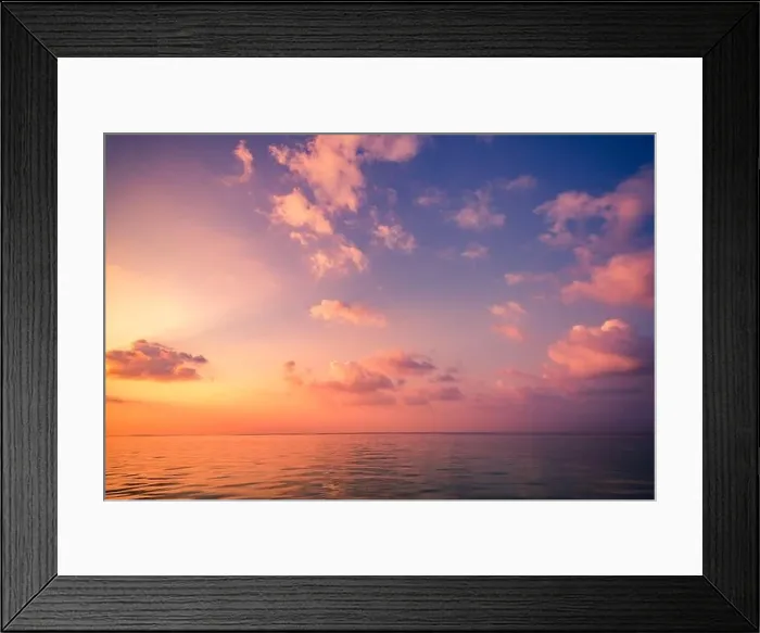 Framed Print : Seascape sunset, beautiful color clouds. Inspirational calm sea with sunset sky. Meditation ocean and sky background. Colorful horizon over the water Framed Print : Seascape sunset, beautiful color clouds. Inspirational calm sea with sunset sky. Meditation ocean and sky background. Colorful horizon over the water