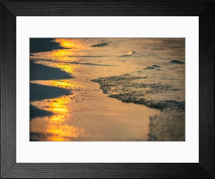 Framed Print : Sunset on the beach, abstract sea waves with foam Framed Print : Sunset on the beach, abstract sea waves with foam