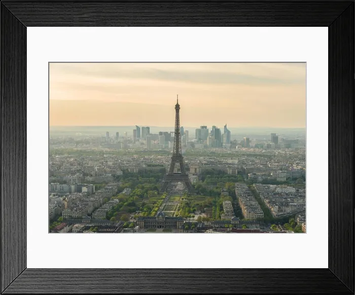 Framed Print : Aerial view of Paris and Eiffel tower at sunset in Paris, France Framed Print : Aerial view of Paris and Eiffel tower at sunset in Paris, France