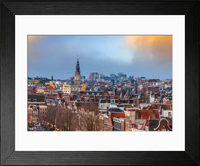 Framed Print : Amsterdam, Netherlands historic downtown cityscape at dusk Framed Print : Amsterdam, Netherlands historic downtown cityscape at dusk