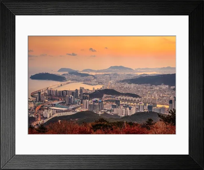Framed Print : Skyline of Busan, South Korea from above at dusk Framed Print : Skyline of Busan, South Korea from above at dusk