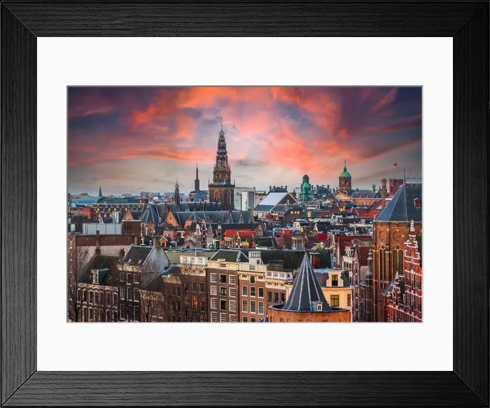 Framed Print : Amsterdam, Netherlands historic downtown cityscape at dusk Framed Print : Amsterdam, Netherlands historic downtown cityscape at dusk
