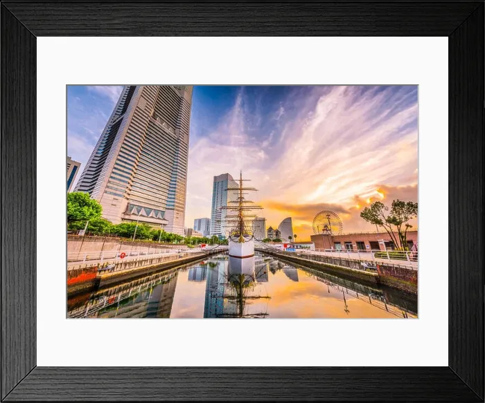 Framed Print : Yokohama, Japan cityscape and harbor Framed Print : Yokohama, Japan cityscape and harbor