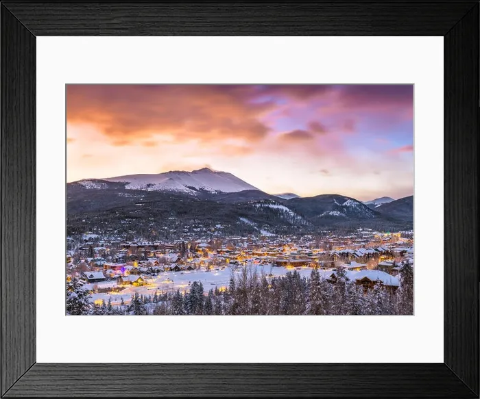 Framed Print : Breckenridge, Colorado, USA town skyline in winter at dawn Framed Print : Breckenridge, Colorado, USA town skyline in winter at dawn