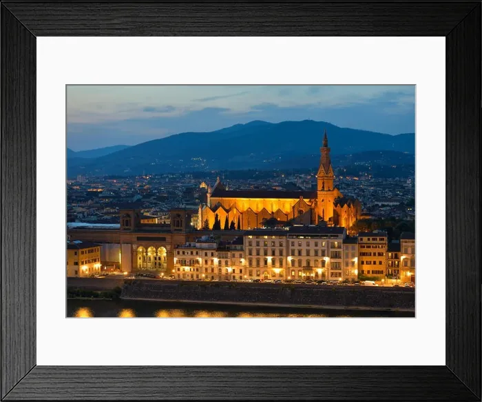 Framed Print : Basilica di Santa Croce Holy Cross is the principal Franciscan church in Florence, Italy with night illumination Framed Print : Basilica di Santa Croce Holy Cross is the principal Franciscan church in Florence, Italy with night illumination